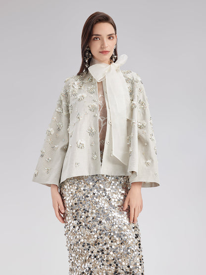 El İşlemesi Keten Pelerin Kaban