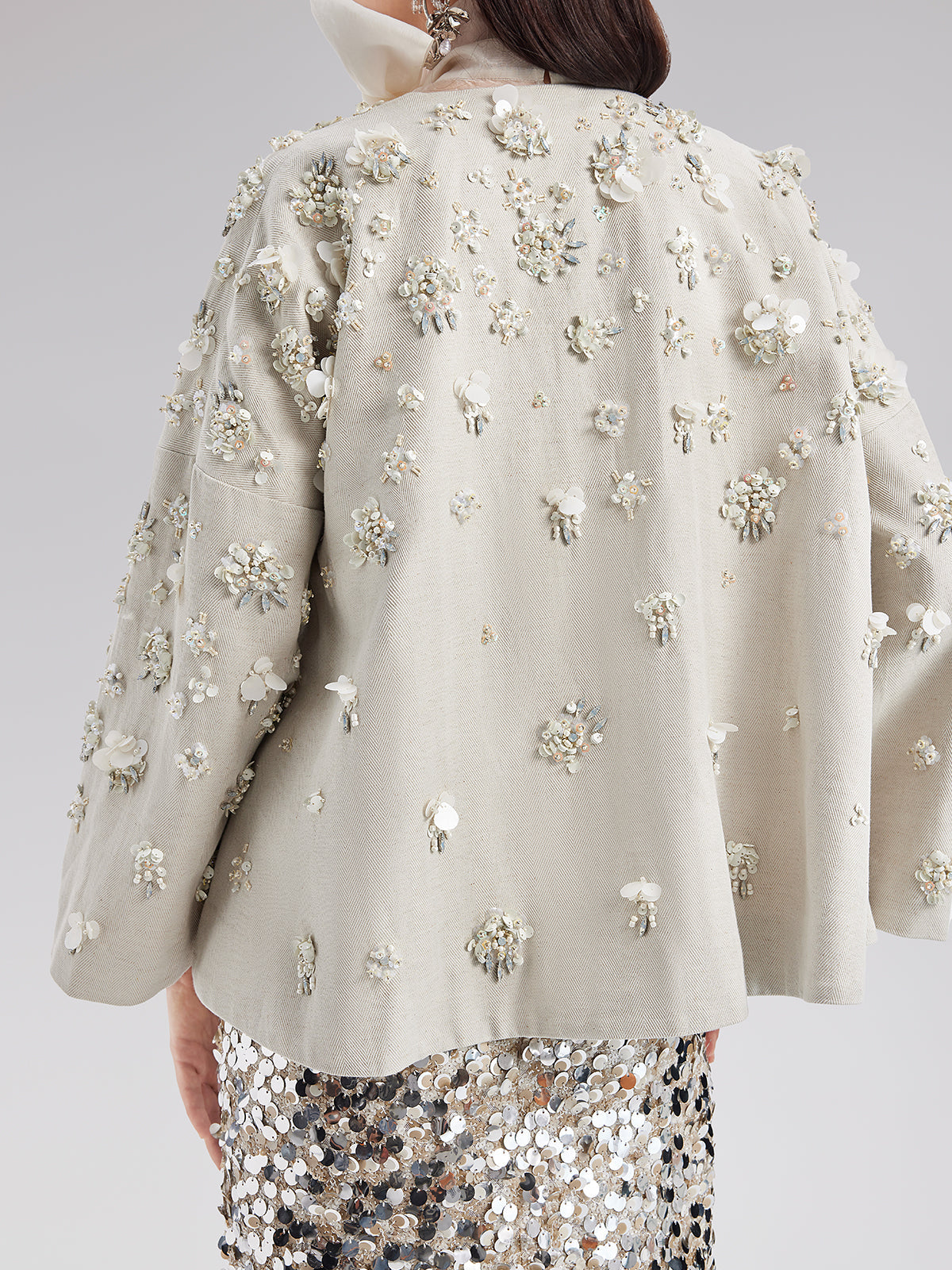 El İşlemesi Keten Pelerin Kaban