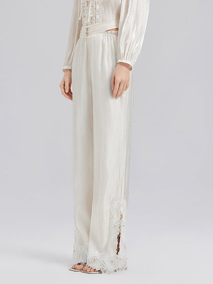 Romantik Ada Temalı Boncuklu Bol Pantolon