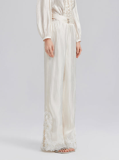 Romantik Ada Temalı Boncuklu Bol Pantolon