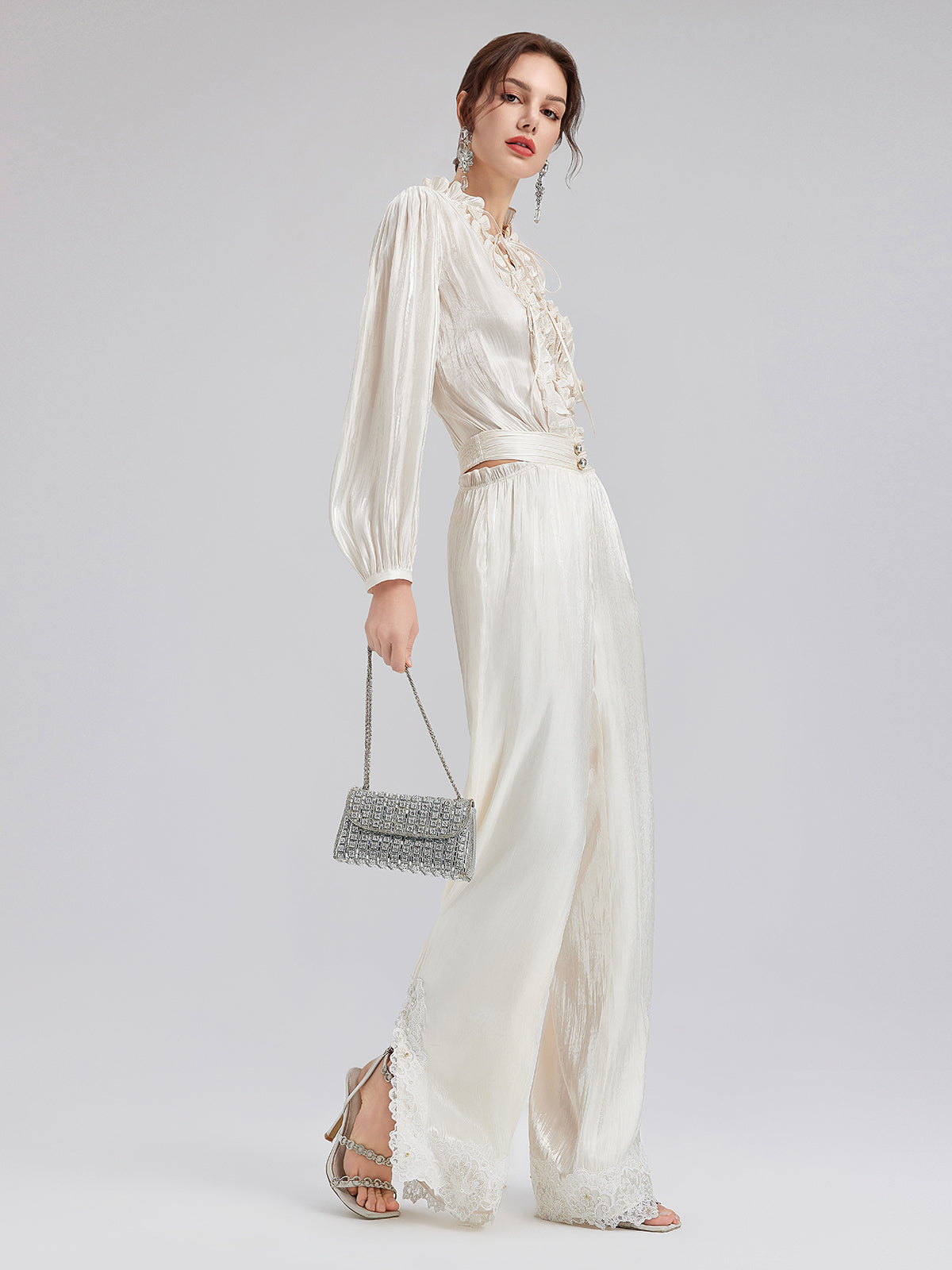 Romantik Ada Temalı Boncuklu Bol Pantolon