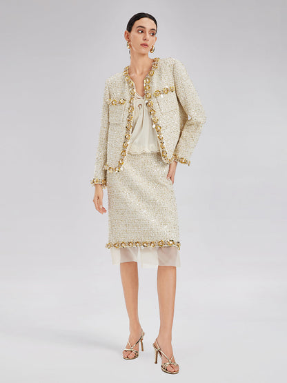 Pullu Kenarlı Fransız Tül Etekli Etek