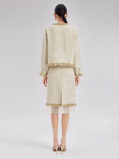 Pullu Kenarlı Fransız Tül Etekli Etek