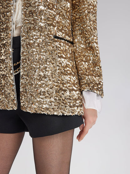 Sade Lüks Pullu Gösterişli Ceket