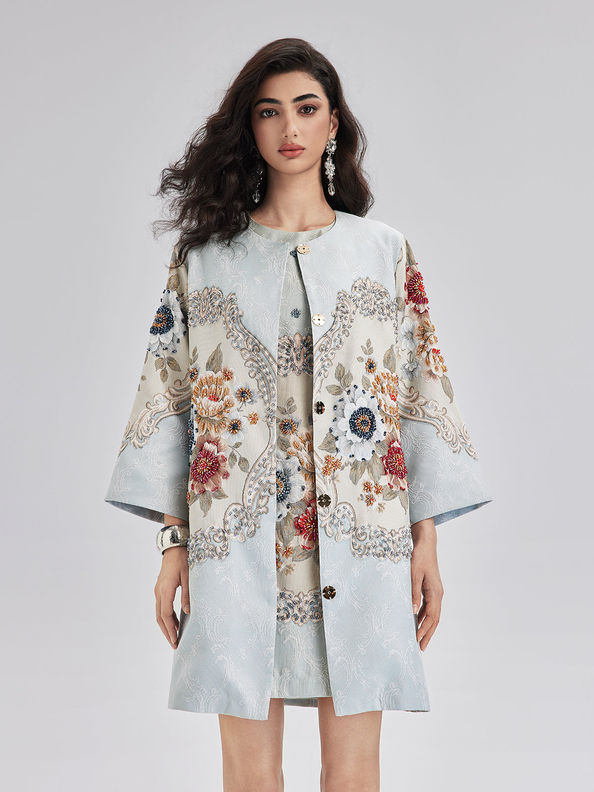 Baharlık El İşlemesi Boncuklu 3 Boyutlu Çiçekli Ceket