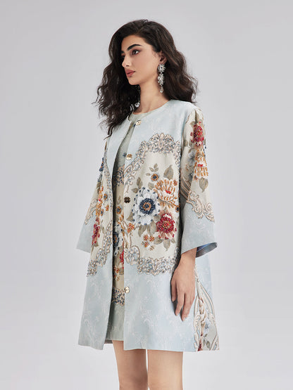 Baharlık El İşlemesi Boncuklu 3 Boyutlu Çiçekli Ceket