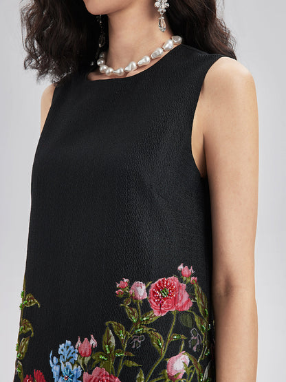 Sınırlı Üretim El Yapımı 3 Boyutlu Boncuklu Çiçekli Elbise