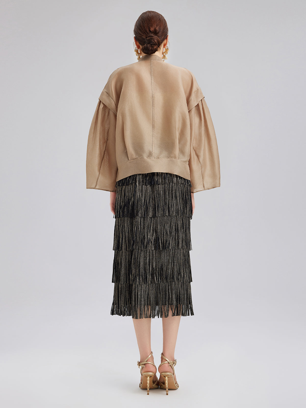 Lüks İpek Boncuklu Aplike Ceket