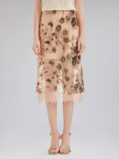 Lüks Nakışlı Pullu Etek
