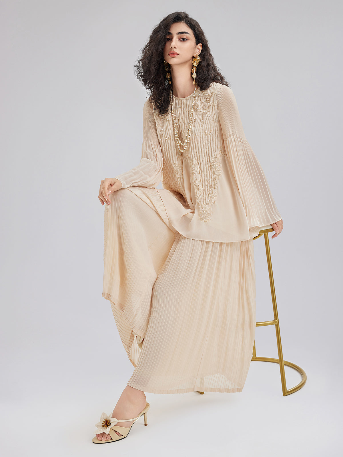 Lüks Pileli Şık Rahat Lastikli Pantolon