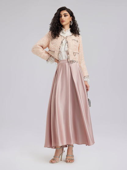 Özel Dikim Pembe Tüvit Kısa Ceket