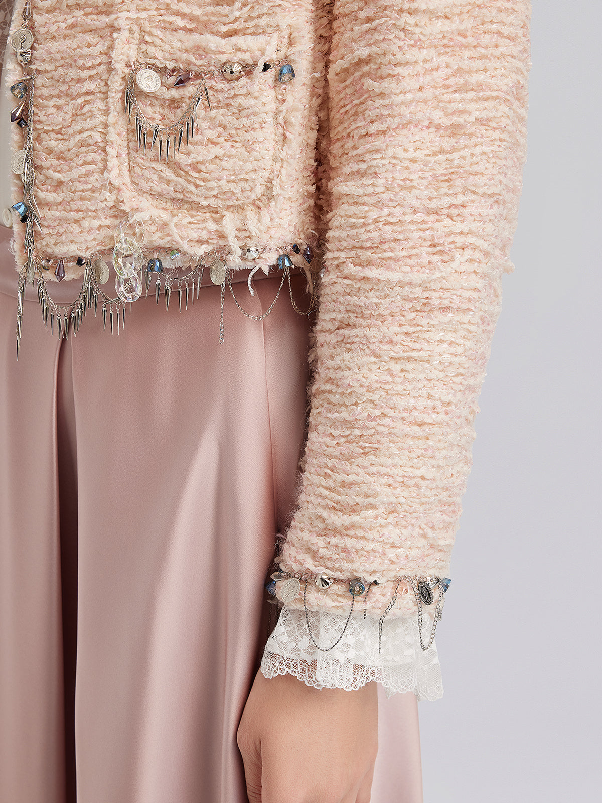 Özel Dikim Pembe Tüvit Kısa Ceket