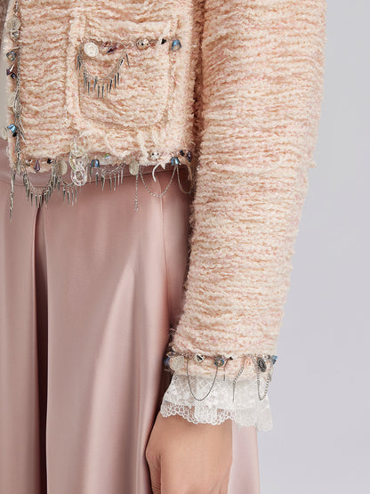 Özel Dikim Pembe Tüvit Kısa Ceket