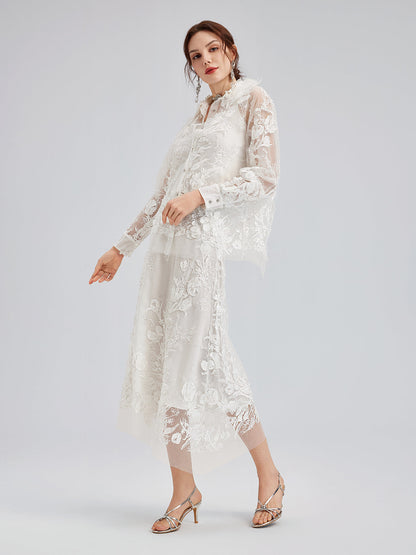 İtalyan 3 Boyutlu Boncuklu Çiçekli Etek