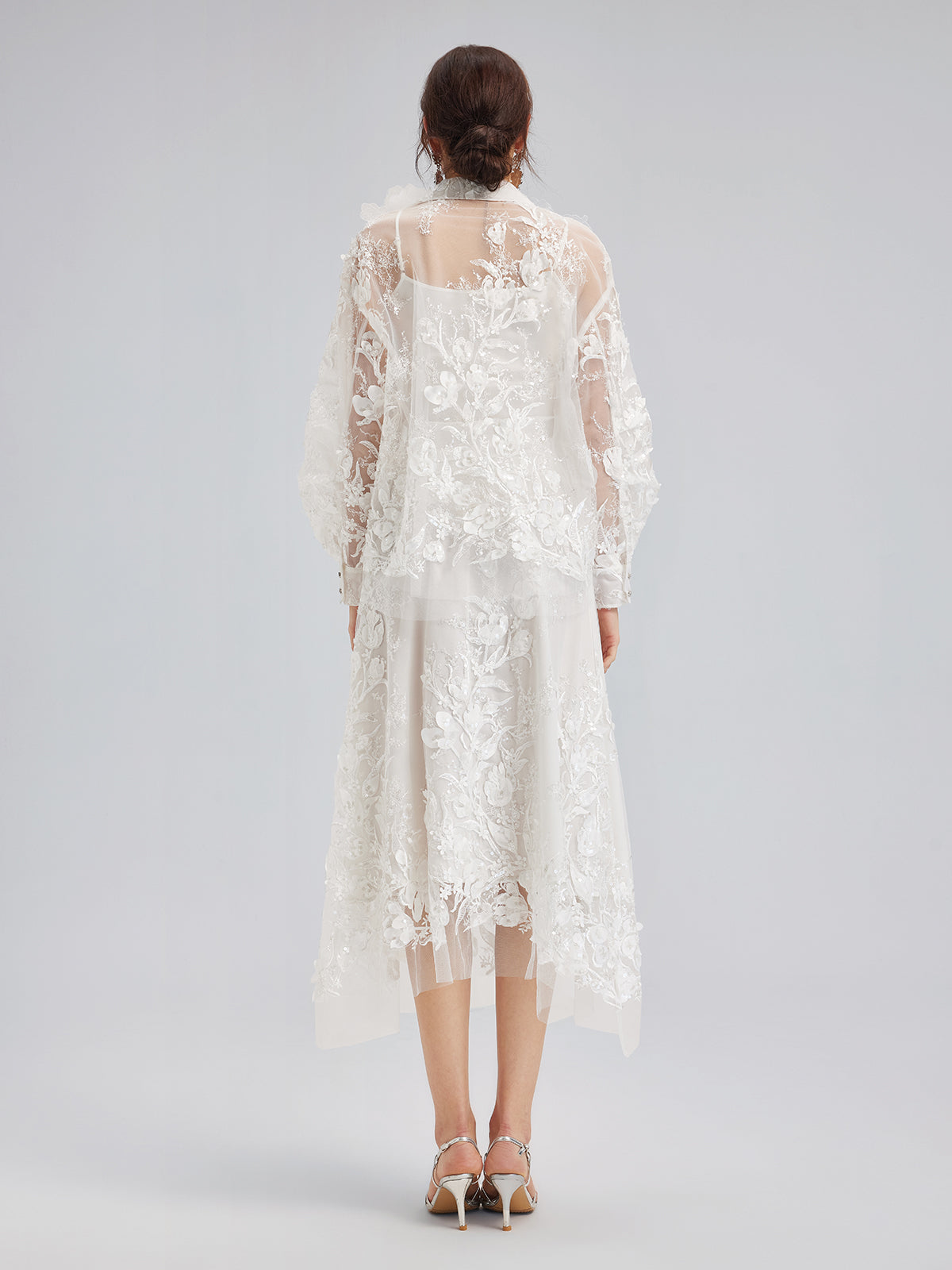 İtalyan 3 Boyutlu Boncuklu Çiçekli Etek