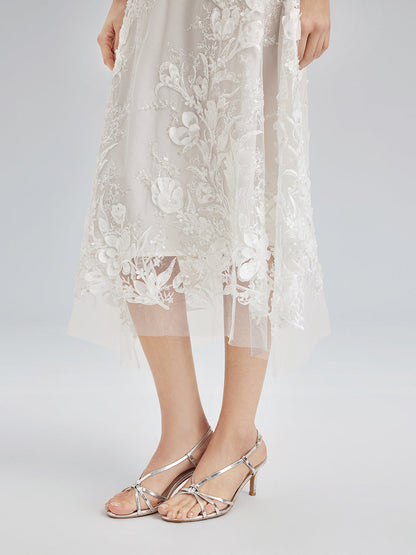 İtalyan 3 Boyutlu Boncuklu Çiçekli Etek