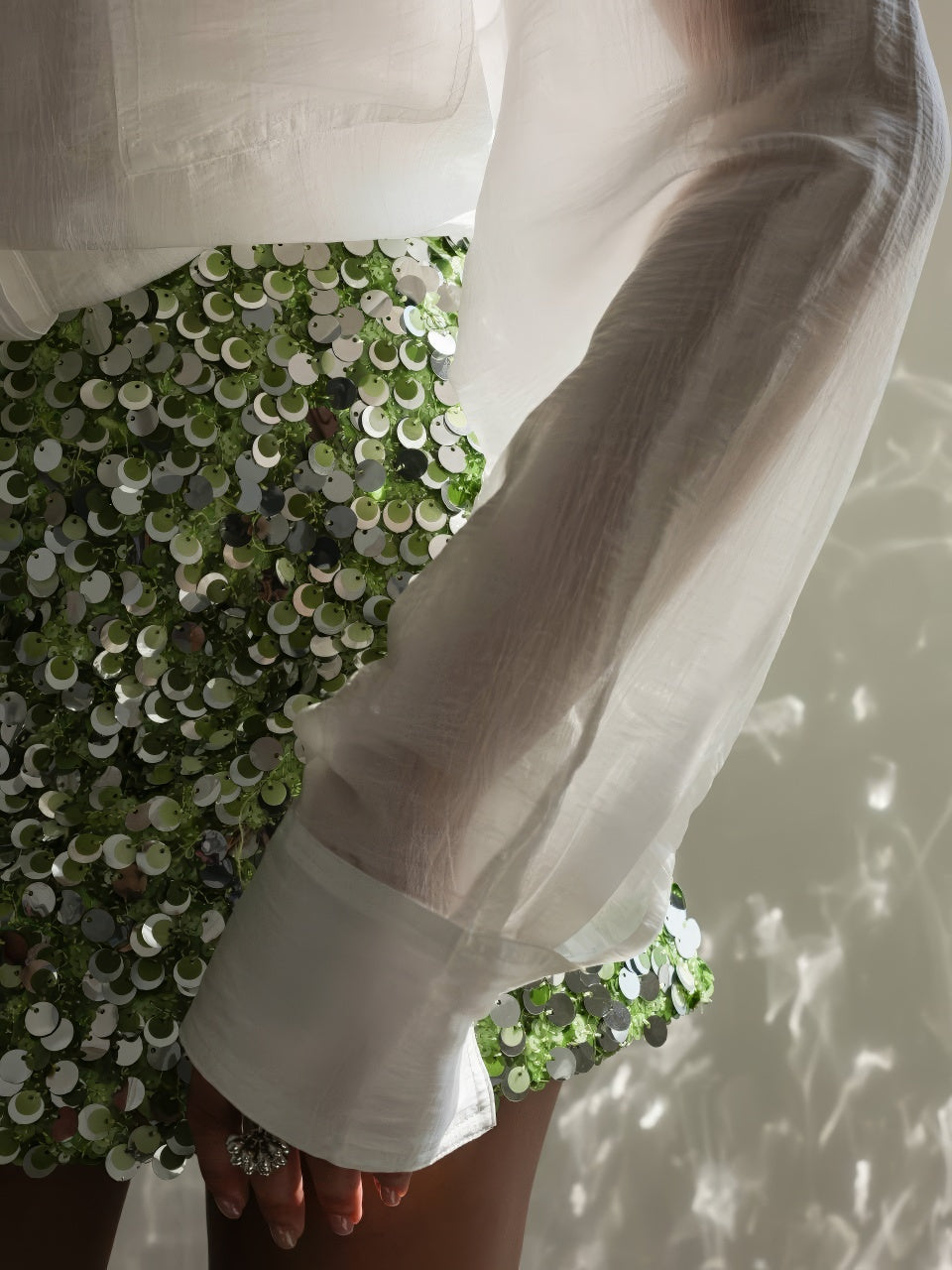 Yeşil Payetli Mini Etek