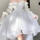 Elegant White Fairy Off Shoulder Princess Push Mesh Party Dress