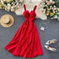 Elegant French V-neck Tank Sexy Backless Midi Spaghetti Strap Dress