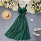 Elegant French V-neck Tank Sexy Backless Midi Spaghetti Strap Dress