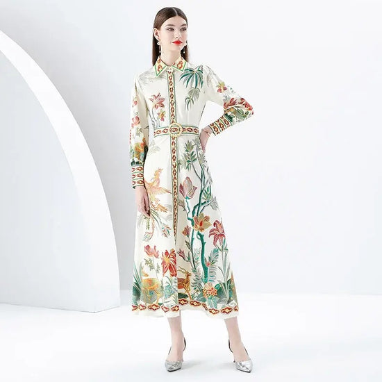 Spring Dress,Floral Long Sleeve Elegant Boho Maxi Wedding Guest Party Dress