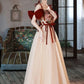 VELVET PATCHWORK STRAP BOW MESH WOMEN FAIRY DRESS