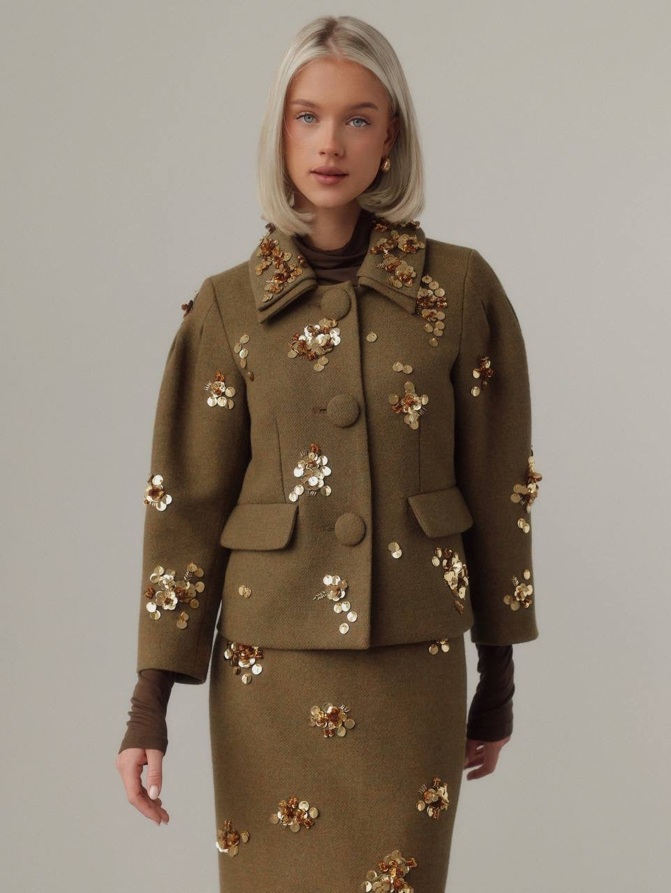 Altın Zeytin İşlemeli Takım