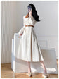 Polo Neck Button Slim Long Sleeve Dress With Belt