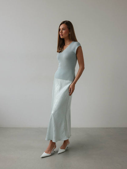 Mermer Desenli Saten Etek