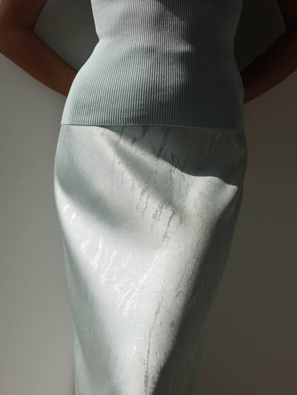 Mermer Desenli Saten Etek