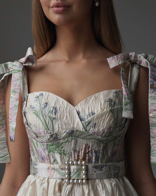 Fiyonk Askılı Midi Elbise