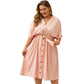 Plus Size Summer Dress Full Sleeve V Neck