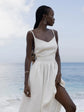 Summer Beach Style Sling Women  100% Cotton V-neck Dress