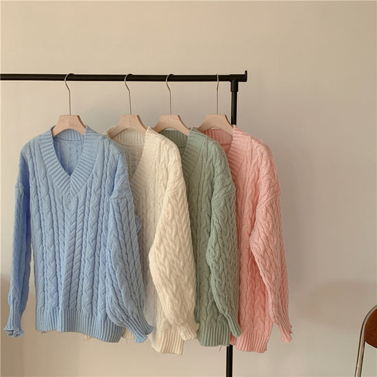 Oversized V-neck Women Sweater