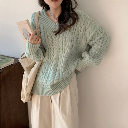 Oversized V-neck Women Sweater