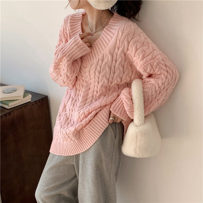 Oversized V-neck Women Sweater