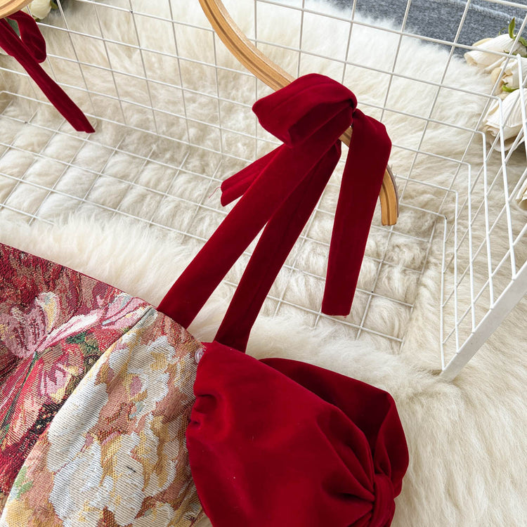 Velvet Patchwork Strap Bow | BoutiquElegance