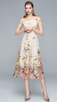 SUMMER FLOWERS EMBROIDERY RUNWAY MESH DRESS