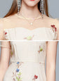 Summer Flowers Embroidery | Runway Mesh Dress | BoutiquElegance