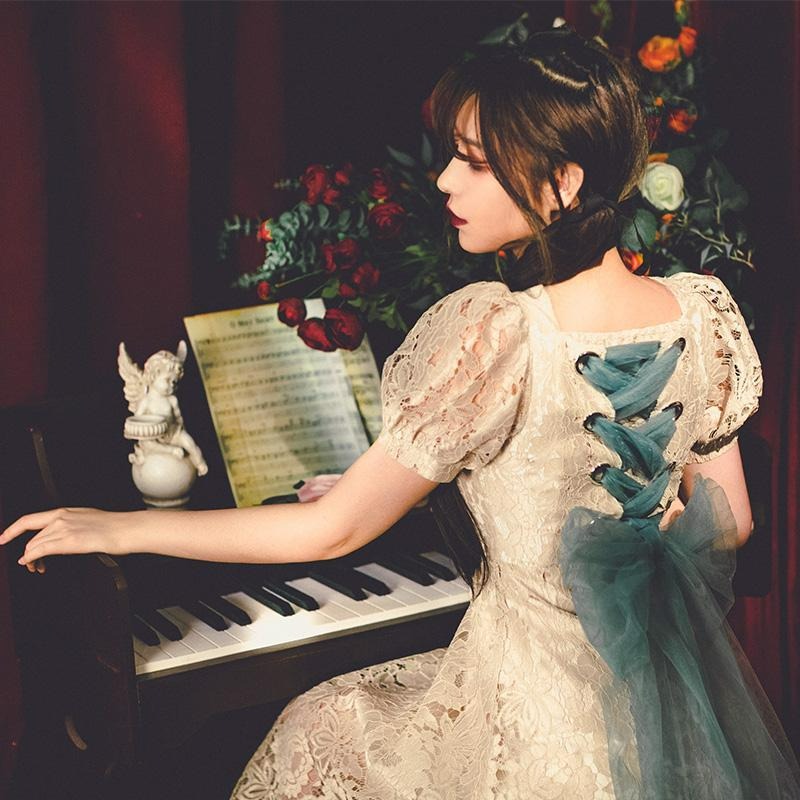 Lace Square Collar Dress | BoutiquElegance