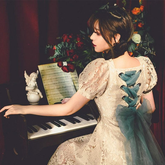 Lace Square Collar Dress | BoutiquElegance