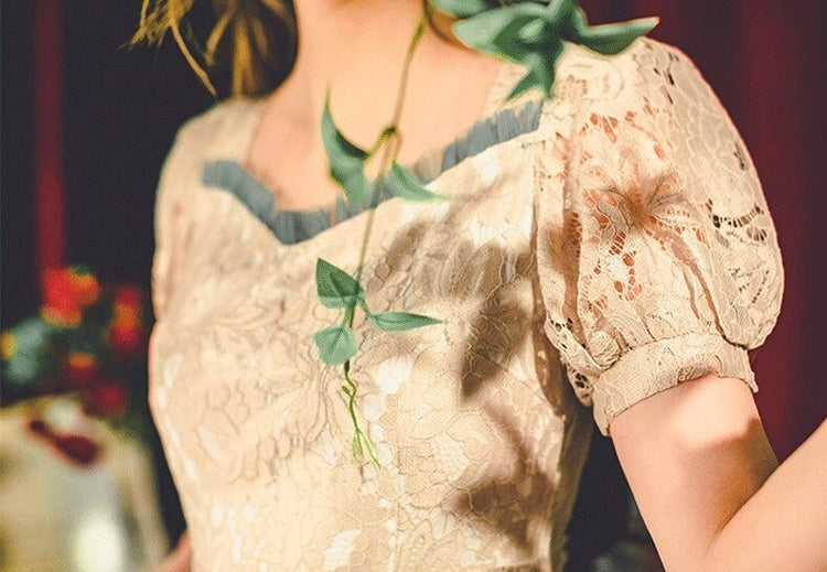 Lace Square Collar Dress | BoutiquElegance