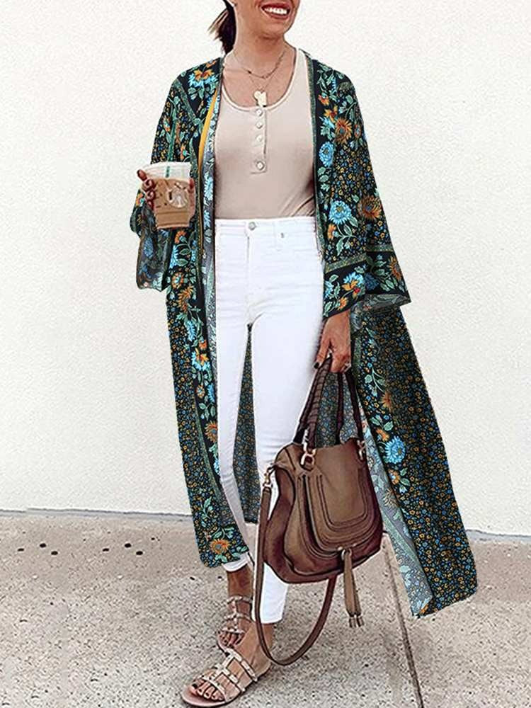 Bohemian Floral Printed Long Shirt | BoutiquElegance