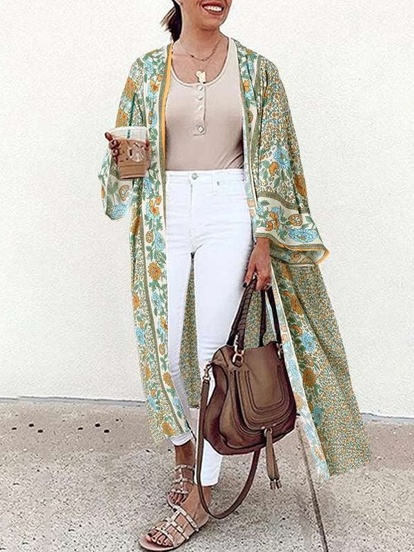 Bohemian Floral Printed Long Shirt | BoutiquElegance