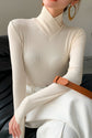 WOMEN WARM PULLOVER WITH STAND-UP COLLAR