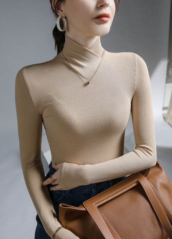 WOMEN WARM PULLOVER WITH STAND-UP COLLAR