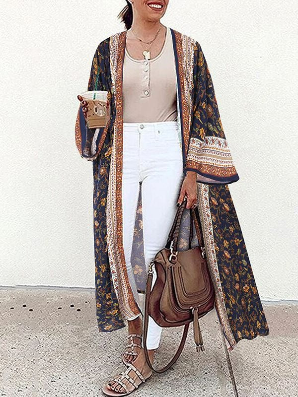 Bohemian Floral Printed Long Shirt | BoutiquElegance