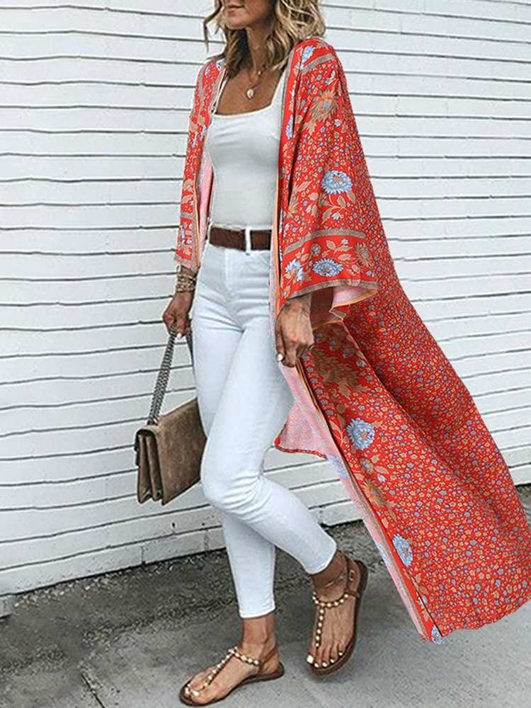 Bohemian Floral Printed Long Shirt | BoutiquElegance