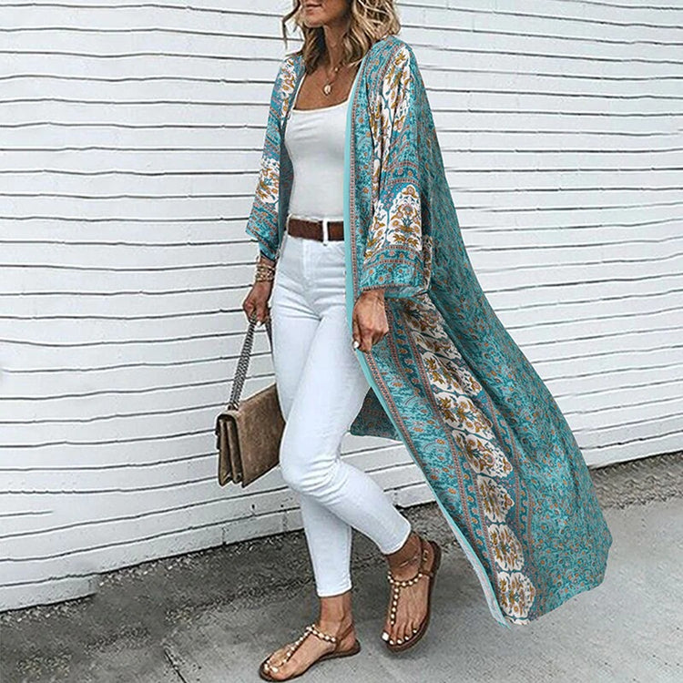 Bohemian Floral Printed Long Shirt | BoutiquElegance