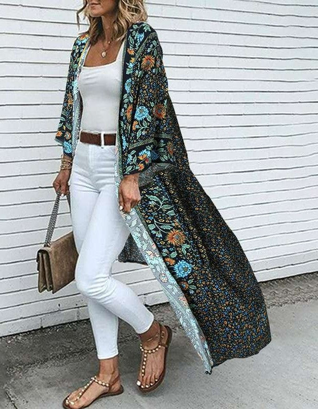 Bohemian Floral Printed Long Shirt | BoutiquElegance